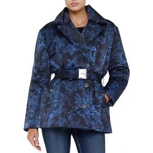L'AGENCE Willene Puffer Belted Coat, Blue, Quiet Luxury, Retroglam, size XL NWT